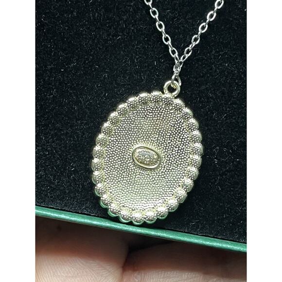 Authentic Upcycled Repurposed Gold & Crystal Stamped Pendant on Silver Necklace - Picture 4 of 6